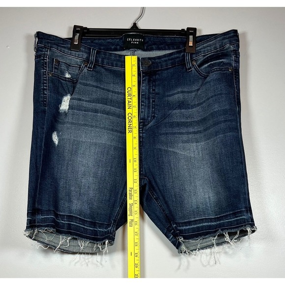 Celebrity Pink Bermuda Jean Shorts, High Rise Skinny, Distressed Hem , Size 18 - Picture 3 of 8